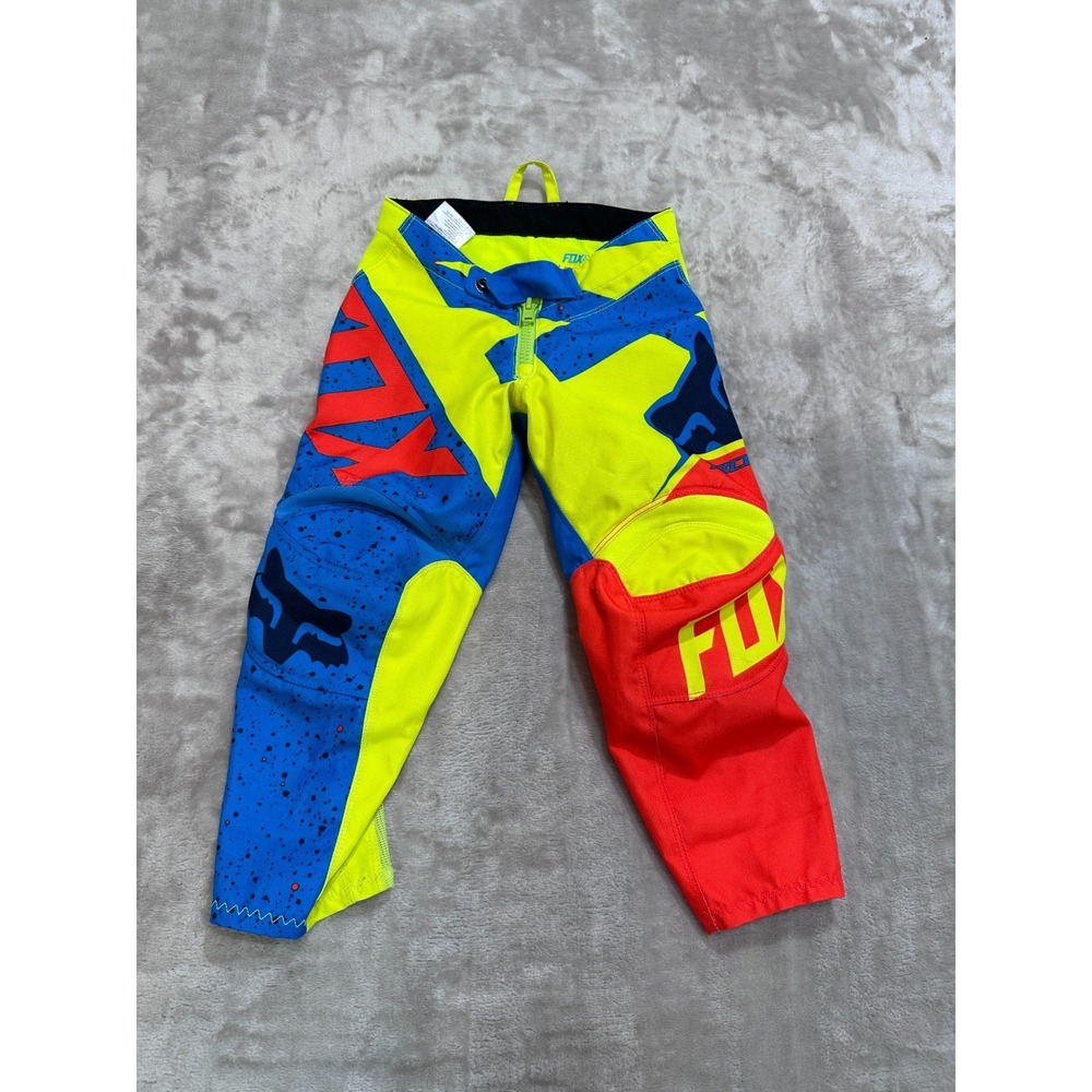 Fox Racing 180 Nirv Pants Kids Size 4 Toddler K5 Motocross Blue Yellow Red EUC